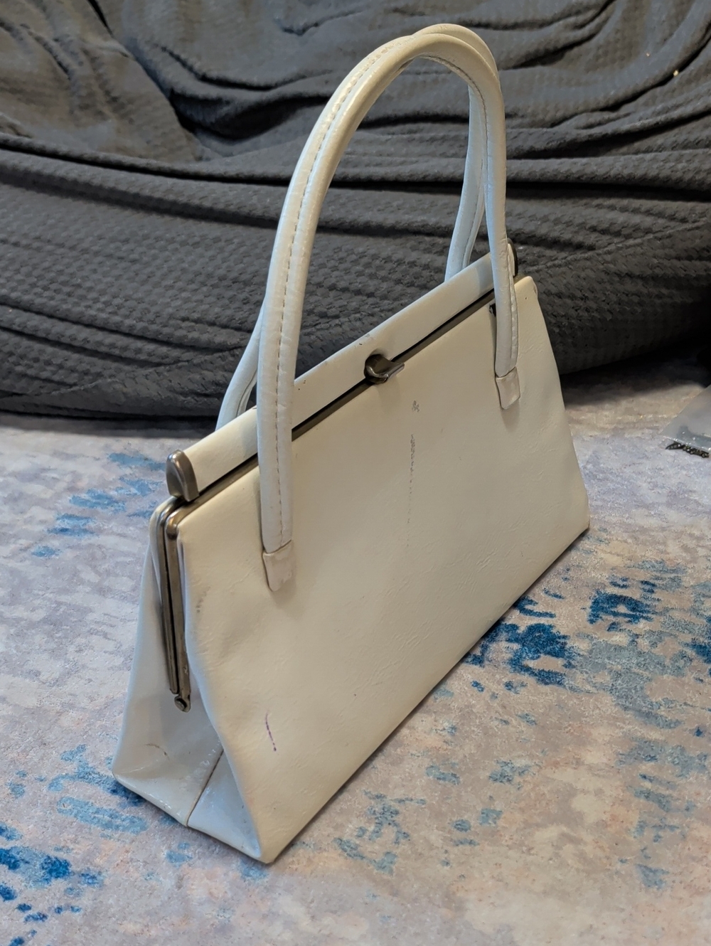 Vintage White Structured Top-Handle Women's Bag Classic